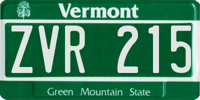 VT license plate ZVR215