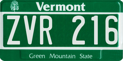 VT license plate ZVR216