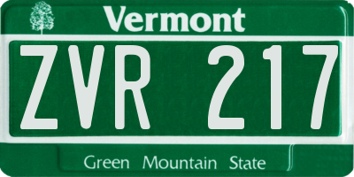 VT license plate ZVR217