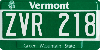 VT license plate ZVR218