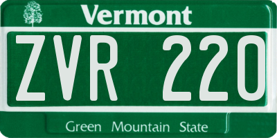 VT license plate ZVR220