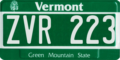 VT license plate ZVR223