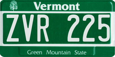 VT license plate ZVR225