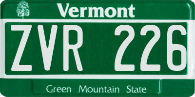 VT license plate ZVR226