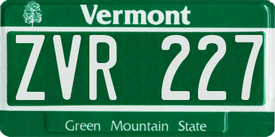 VT license plate ZVR227