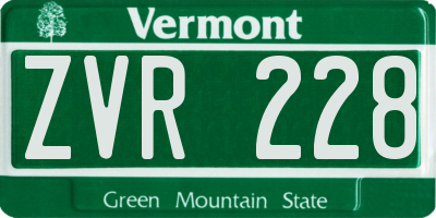 VT license plate ZVR228