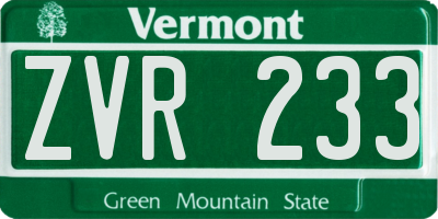 VT license plate ZVR233