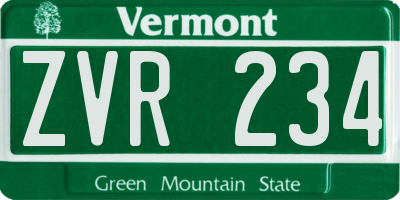 VT license plate ZVR234