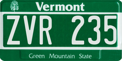 VT license plate ZVR235