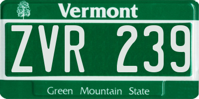 VT license plate ZVR239