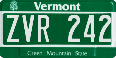 VT license plate ZVR242