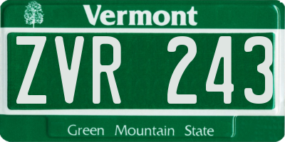 VT license plate ZVR243