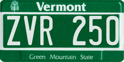 VT license plate ZVR250