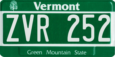 VT license plate ZVR252