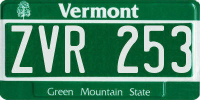 VT license plate ZVR253