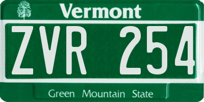 VT license plate ZVR254