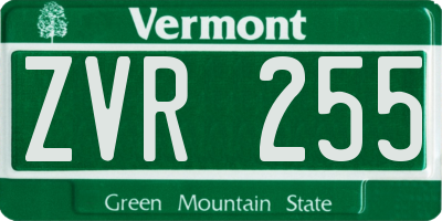 VT license plate ZVR255