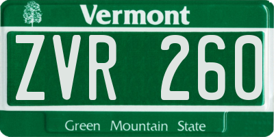 VT license plate ZVR260