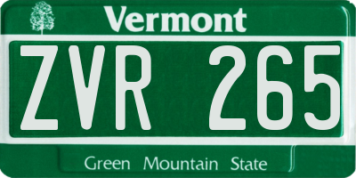 VT license plate ZVR265