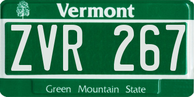 VT license plate ZVR267