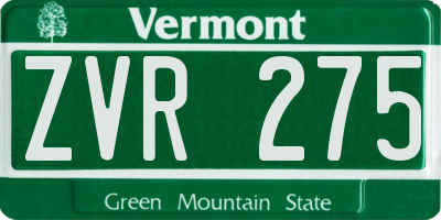 VT license plate ZVR275