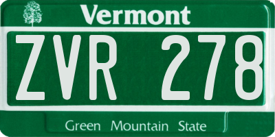 VT license plate ZVR278