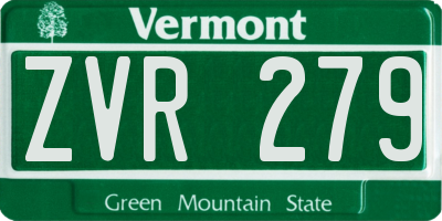 VT license plate ZVR279