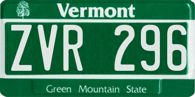 VT license plate ZVR296
