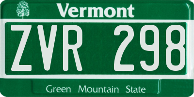 VT license plate ZVR298