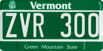 VT license plate ZVR300