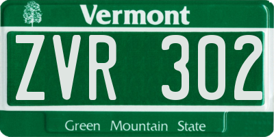 VT license plate ZVR302