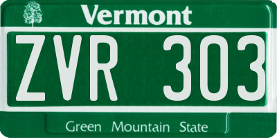 VT license plate ZVR303