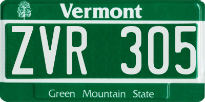 VT license plate ZVR305