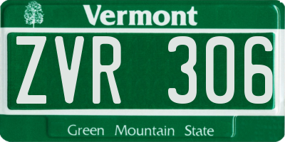 VT license plate ZVR306