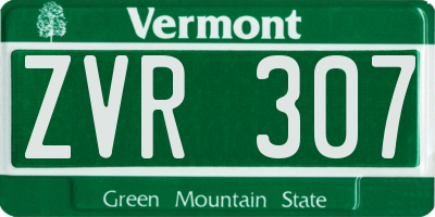 VT license plate ZVR307