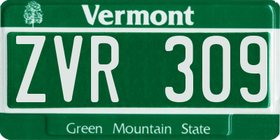VT license plate ZVR309