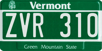 VT license plate ZVR310