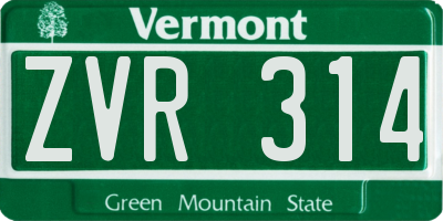 VT license plate ZVR314