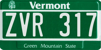 VT license plate ZVR317