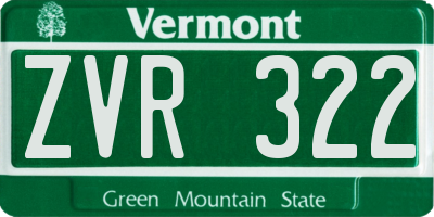 VT license plate ZVR322
