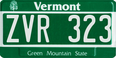 VT license plate ZVR323