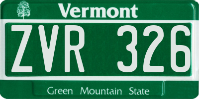 VT license plate ZVR326