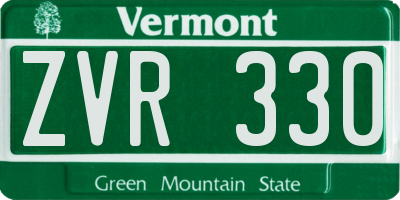 VT license plate ZVR330