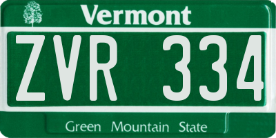 VT license plate ZVR334