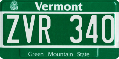 VT license plate ZVR340