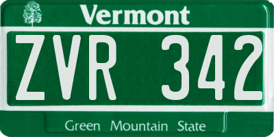 VT license plate ZVR342