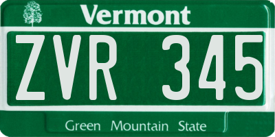 VT license plate ZVR345