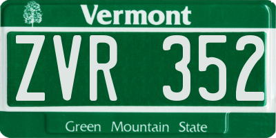 VT license plate ZVR352