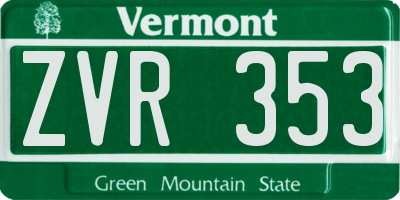 VT license plate ZVR353
