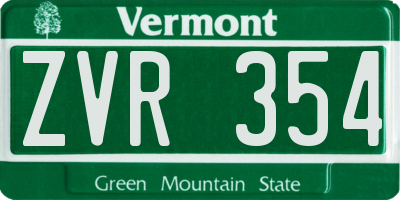 VT license plate ZVR354